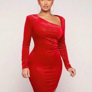 Elegant Red One-Shoulder Dress